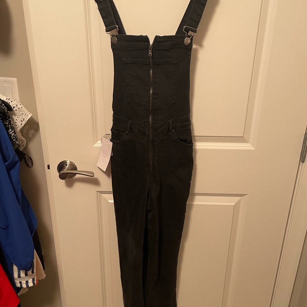 Zara Backless Black Denim Overalls, Size 4